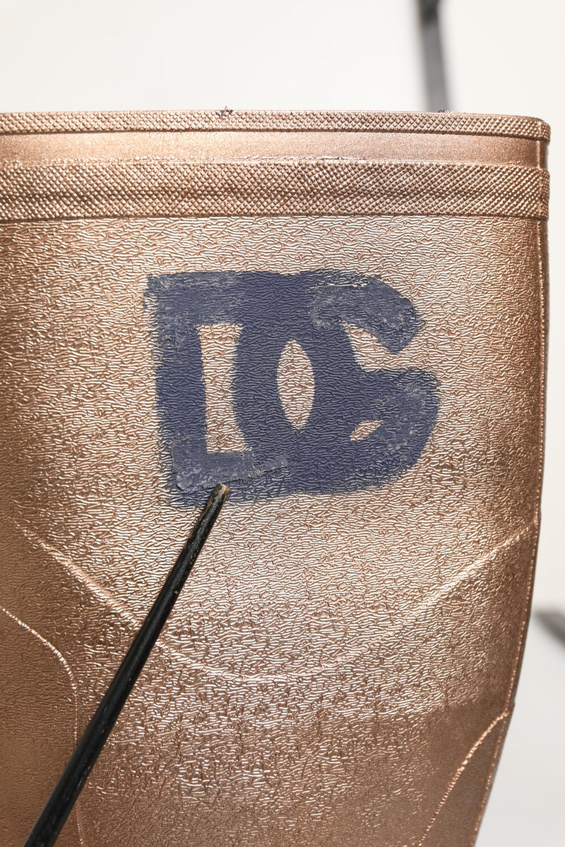 Dolce & Gabbana Rose Gold PVC Pull On Rain Boots for Men