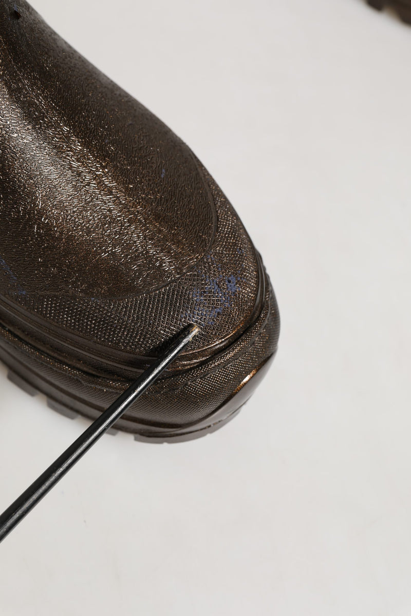 Dolce & Gabbana Bronze PVC Pull On Rain Boots for Men