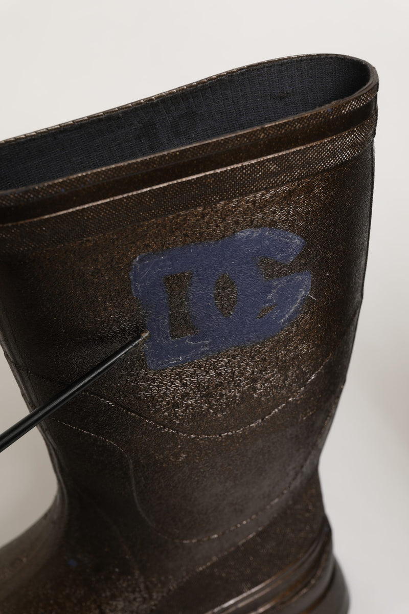 Dolce & Gabbana Bronze PVC Pull On Rain Boots for Men