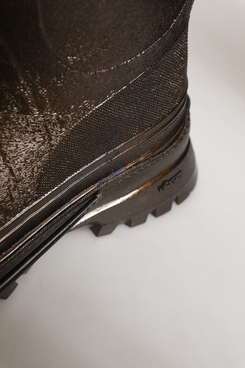 Dolce & Gabbana Bronze PVC Pull On Rain Boots for Men