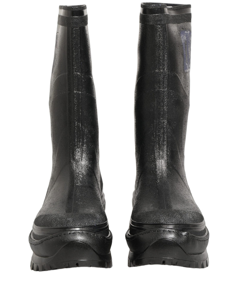 Dolce & Gabbana Black PVC Pull On Rain Boots for Men