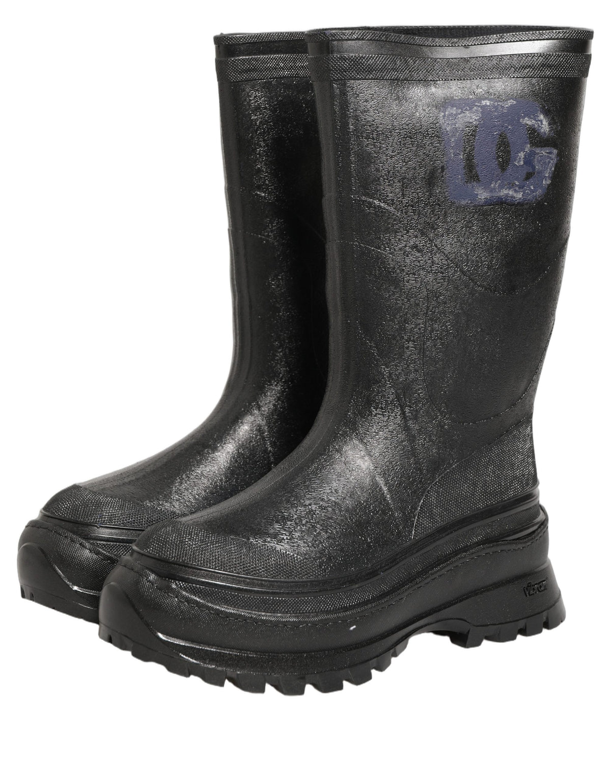 Dolce & Gabbana Black PVC Pull On Rain Boots for Men