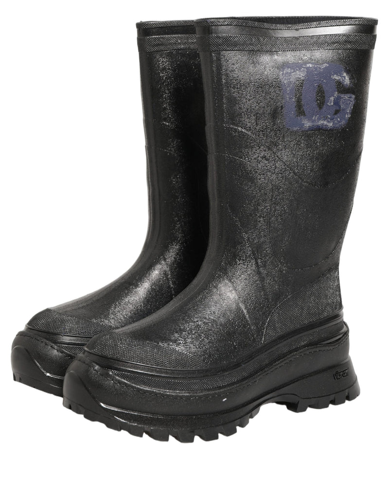 Dolce & Gabbana Black PVC Pull On Rain Boots for Men