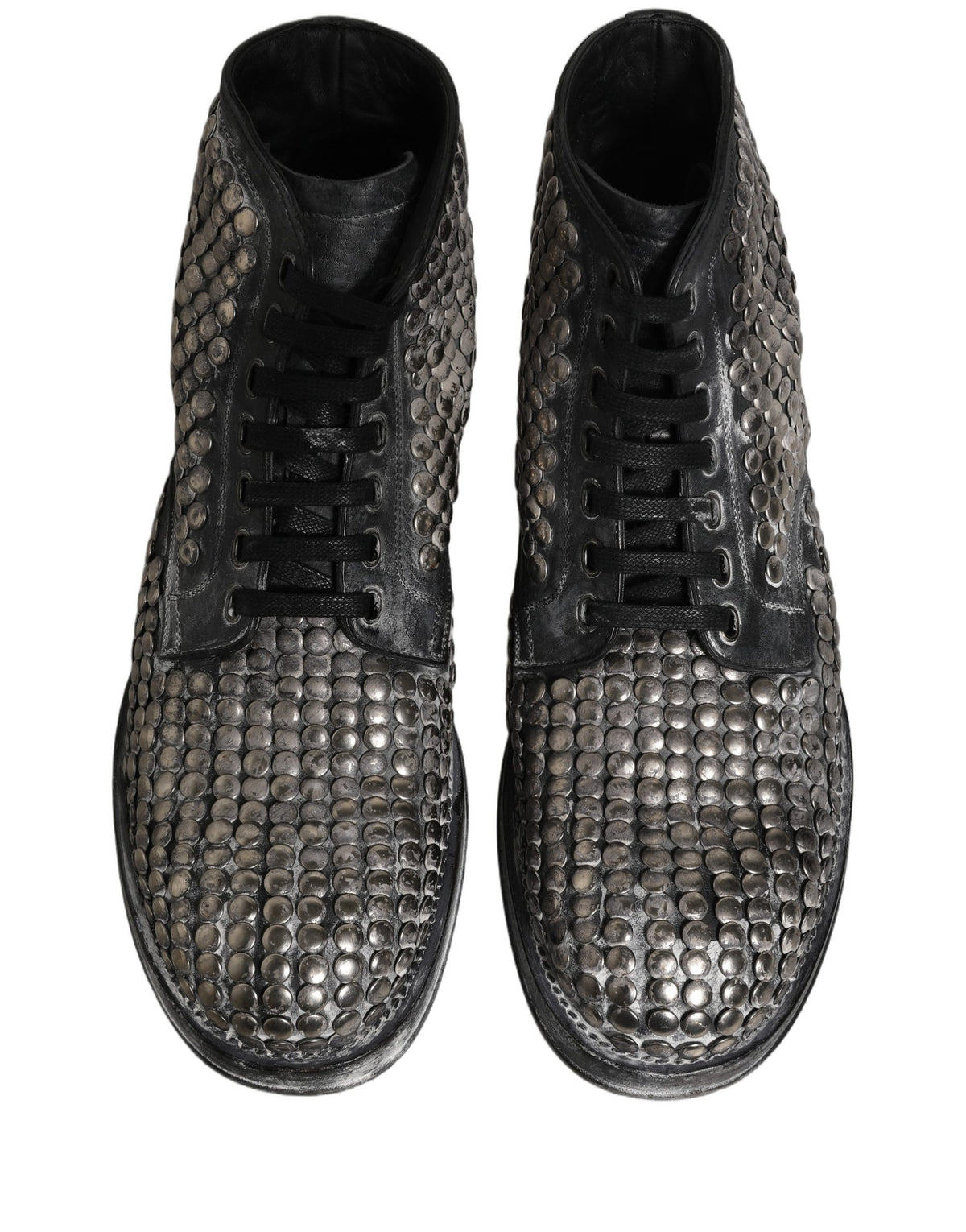 Dolce & Gabbana Black Leather Runway Studs Ankle Boots
