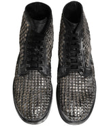 Dolce & Gabbana Black Leather Runway Studs Ankle Boots