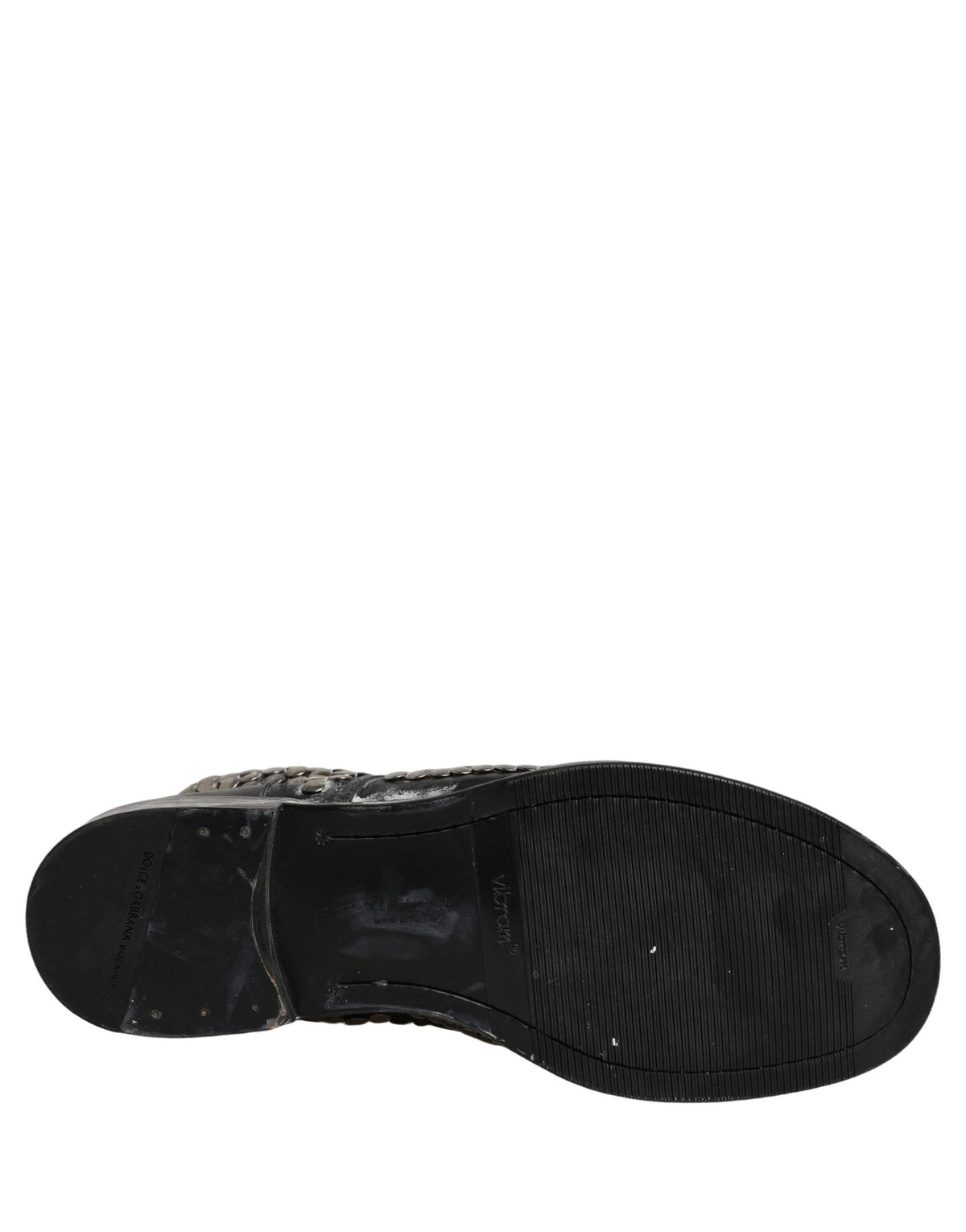 Dolce & Gabbana Black Leather Runway Studs Ankle Boots