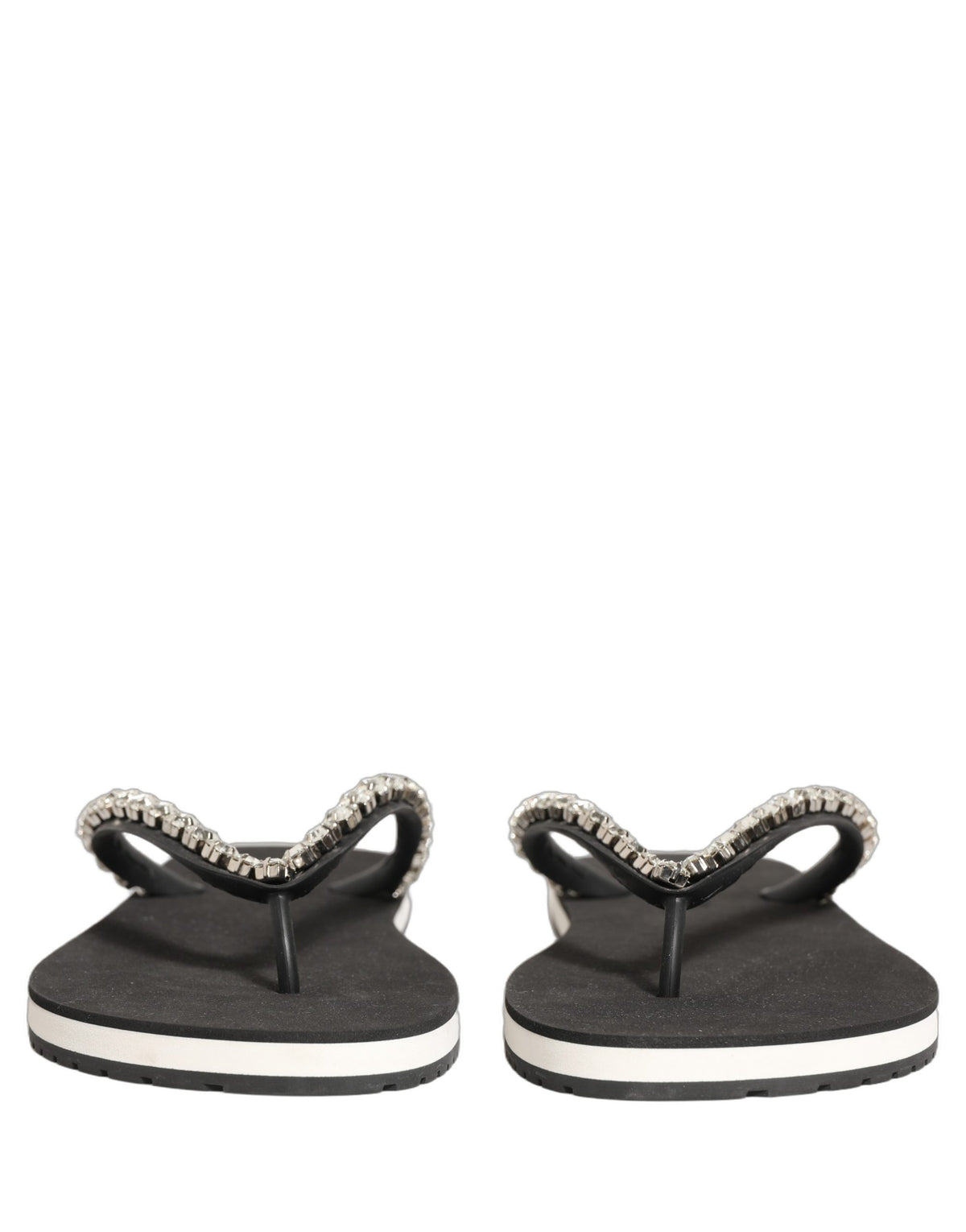 Dolce & Gabbana Black Embellished Rubber Flip Flops for Men