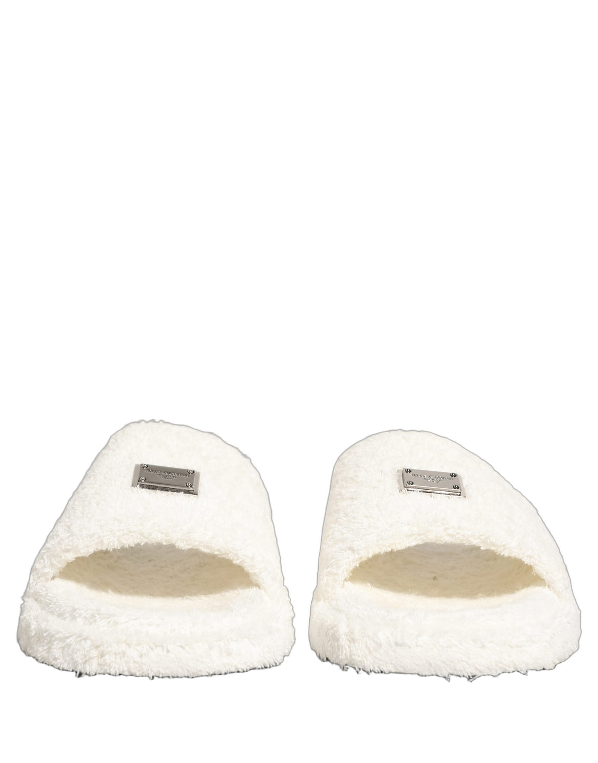 Dolce & Gabbana White Faux Fur Flats Sandals for Men