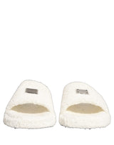 Dolce & Gabbana White Faux Fur Flats Sandals for Men