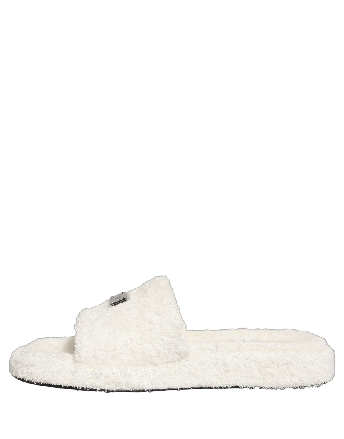 Dolce & Gabbana White Faux Fur Flats Sandals for Men