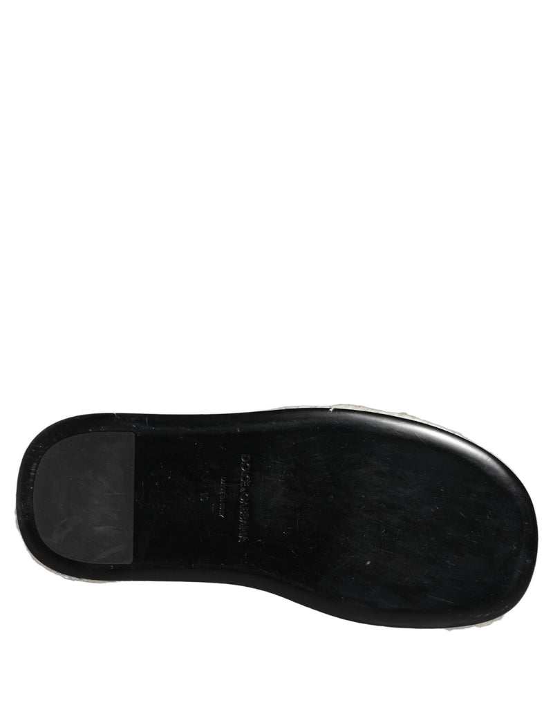 Dolce & Gabbana White Faux Fur Flats Sandals for Men