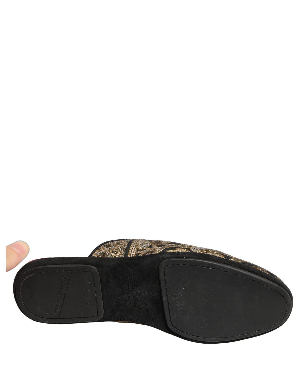 Dolce & Gabbana Black Floral Jacquard Flats Sandals for Men