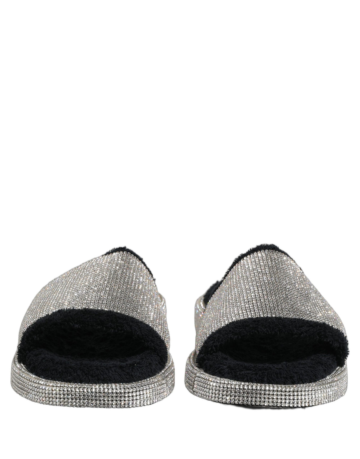Dolce & Gabbana Black Crystal Embellished Platform Slides