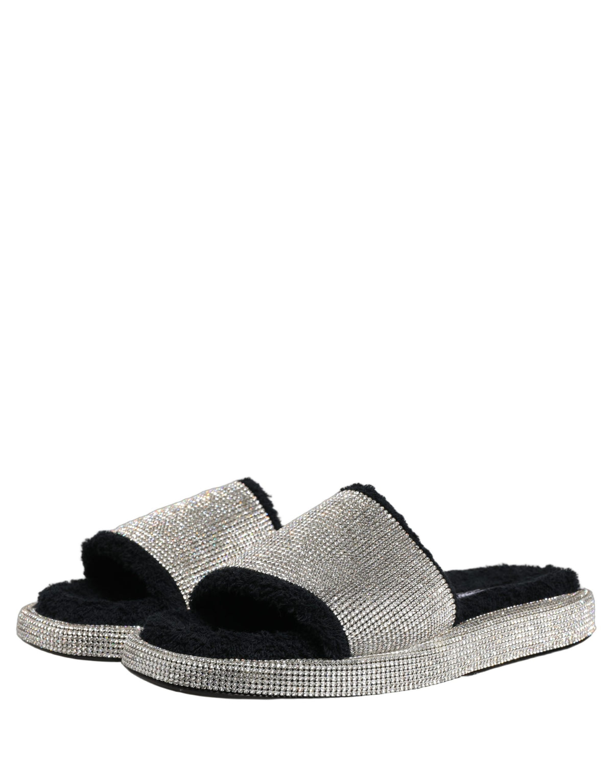 Dolce & Gabbana Black Crystal Embellished Platform Slides
