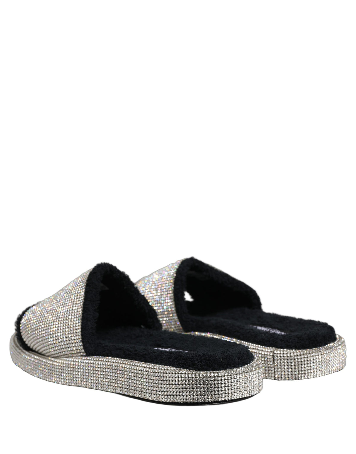 Dolce & Gabbana Black Crystal Embellished Platform Slides