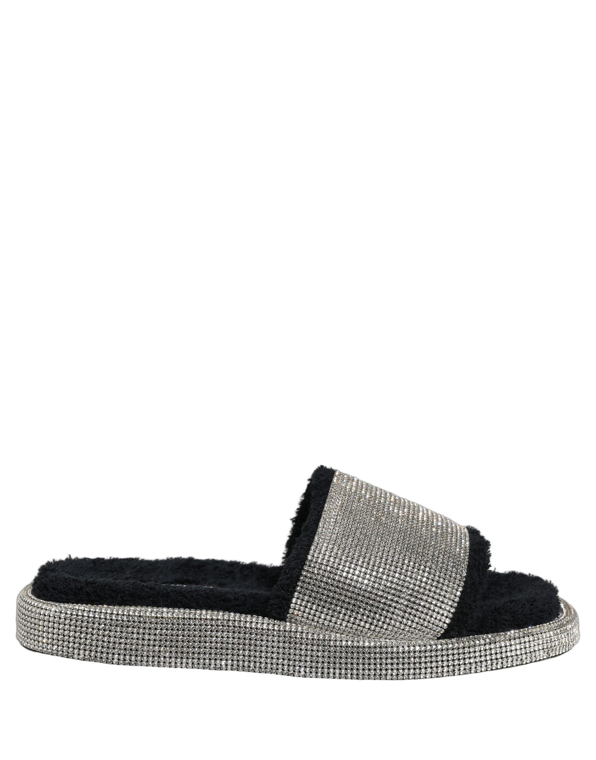 Dolce & Gabbana Black Crystal Embellished Platform Slides