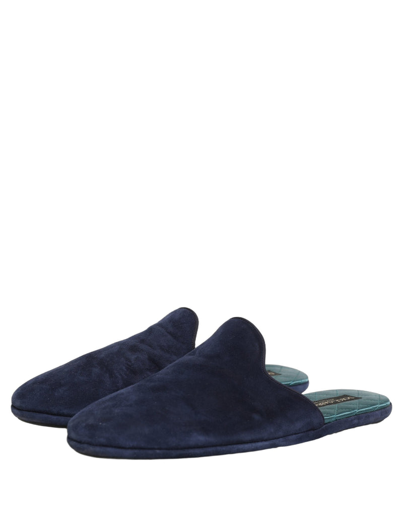 Dolce & Gabbana Blue Suede Slides for Men
