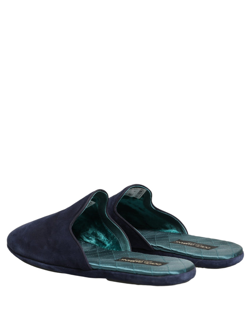 Dolce & Gabbana Blue Suede Slides for Men