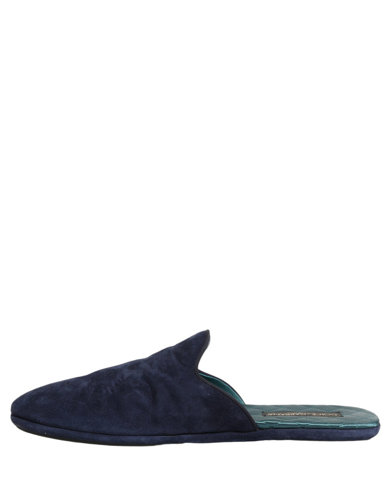 Dolce & Gabbana Blue Suede Slides for Men