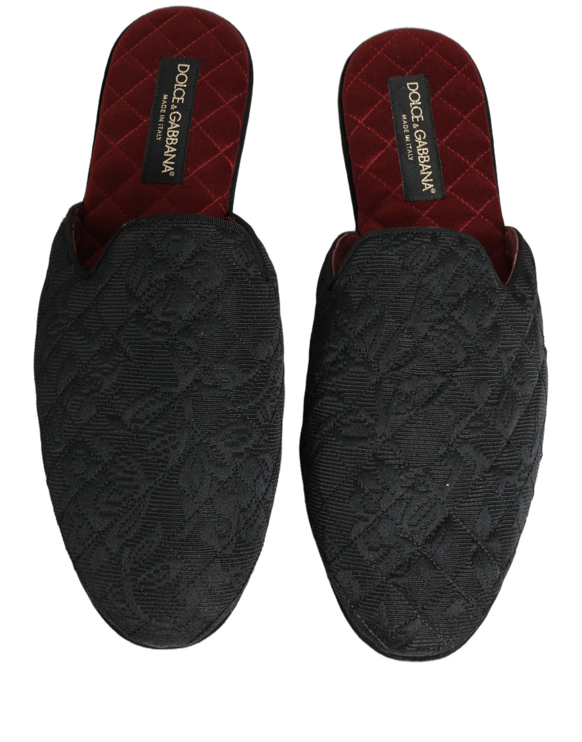 Dolce & Gabbana Black Floral Brocade Slides