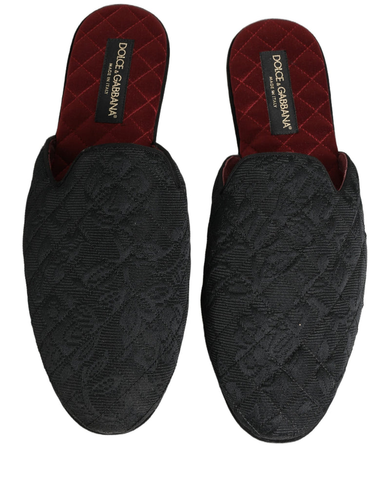 Dolce & Gabbana Black Floral Brocade Slides