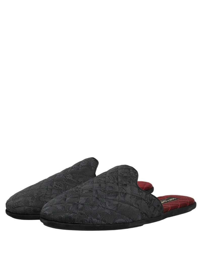 Dolce & Gabbana Black Floral Brocade Slides