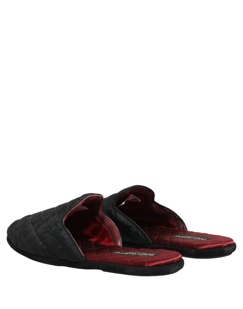 Dolce & Gabbana Black Floral Brocade Slides