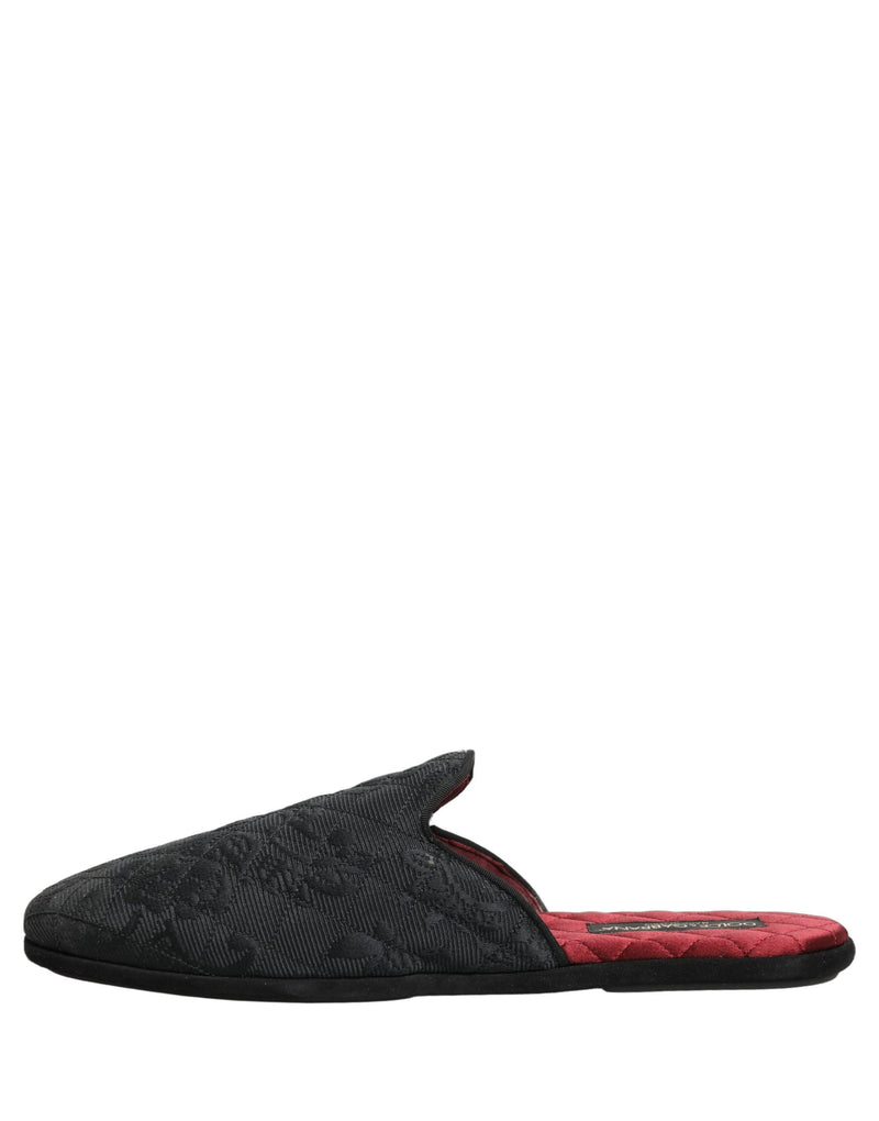 Dolce & Gabbana Black Floral Brocade Slides
