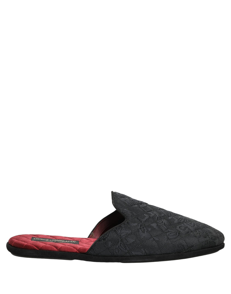 Dolce & Gabbana Black Floral Brocade Slides