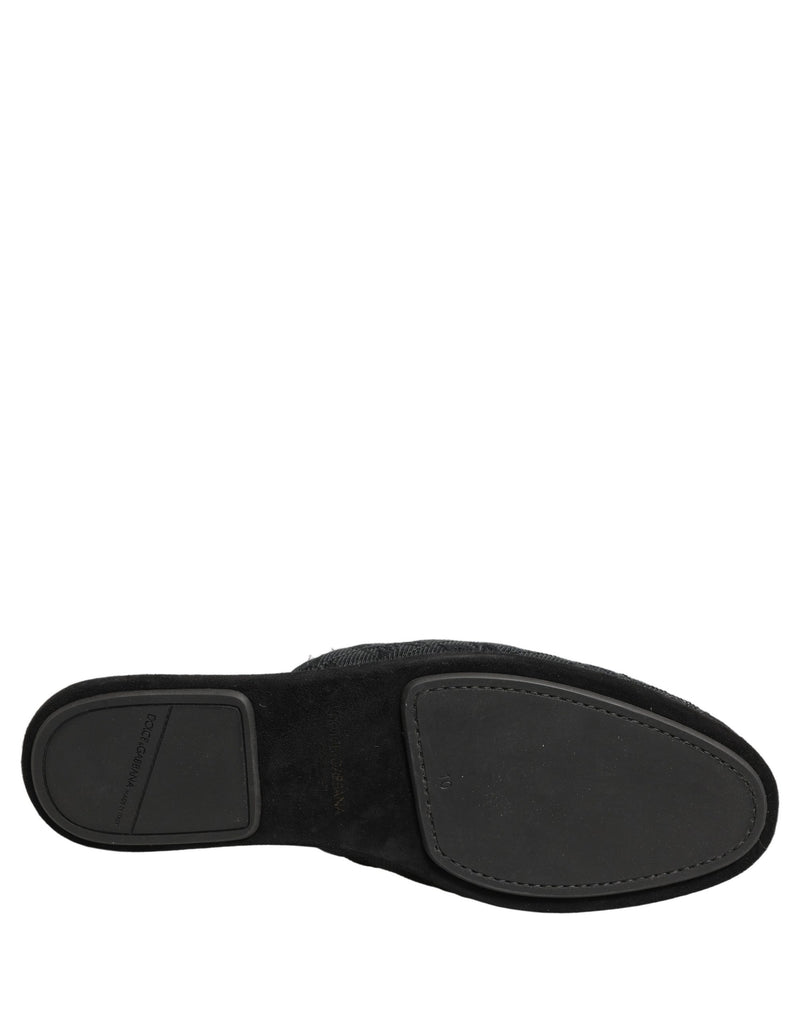 Dolce & Gabbana Black Floral Brocade Slides