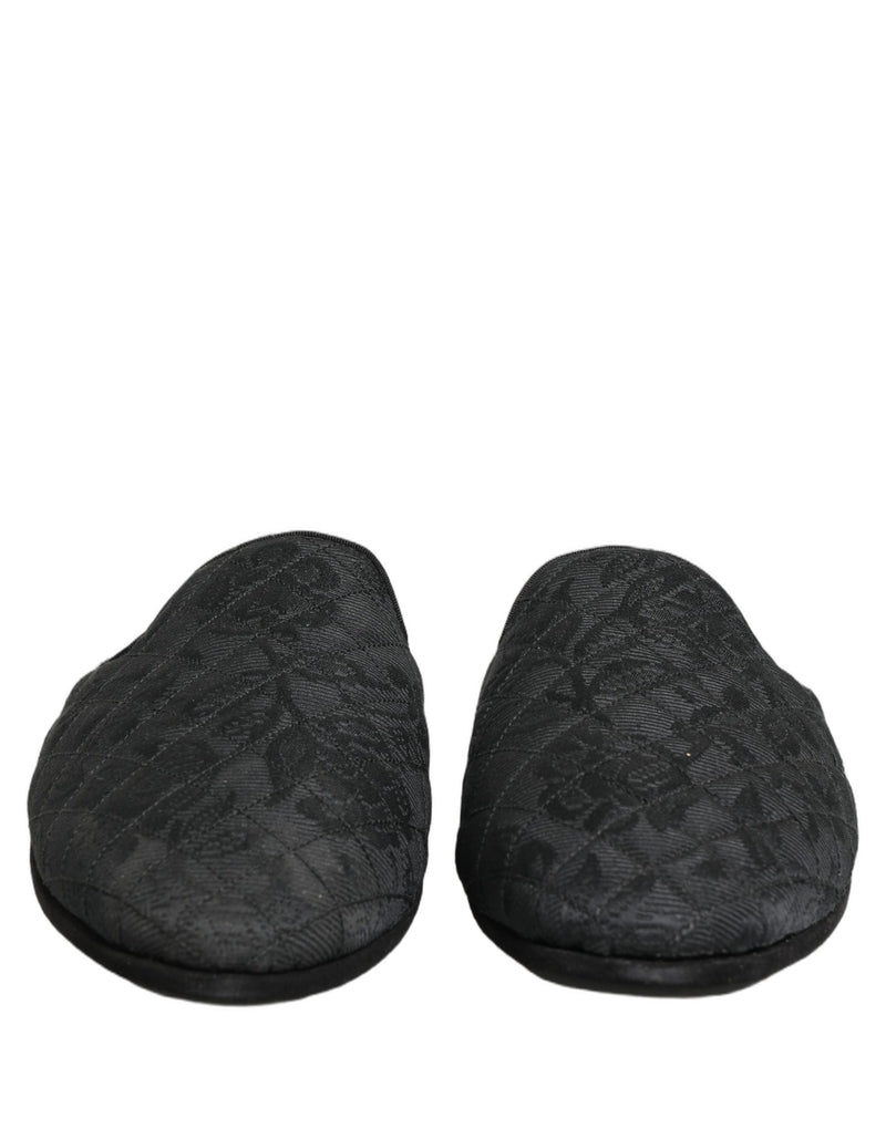 Dolce & Gabbana Black Floral Brocade Slides