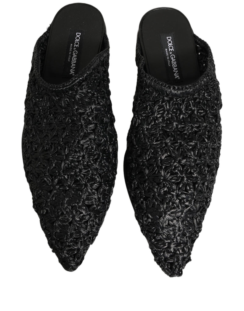Dolce & Gabbana Black Mules Slides for Men - Luxury Flats Shoes