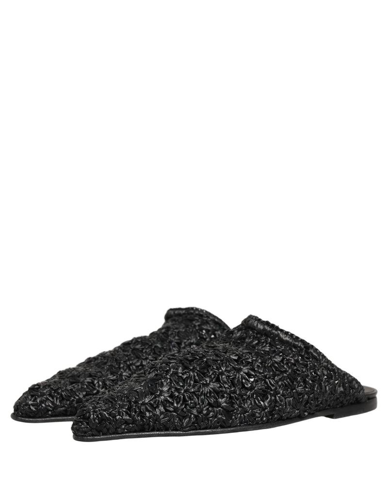 Dolce & Gabbana Black Mules Slides for Men - Luxury Flats Shoes