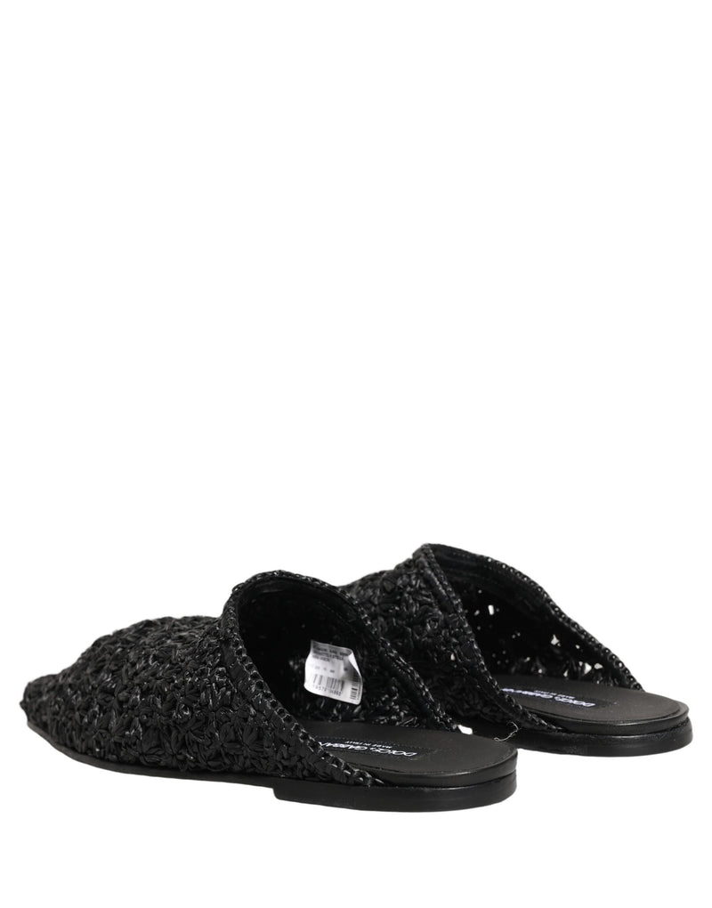 Dolce & Gabbana Black Mules Slides for Men - Luxury Flats Shoes