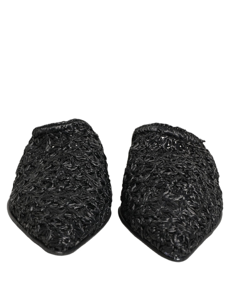 Dolce & Gabbana Black Mules Slides for Men - Luxury Flats Shoes