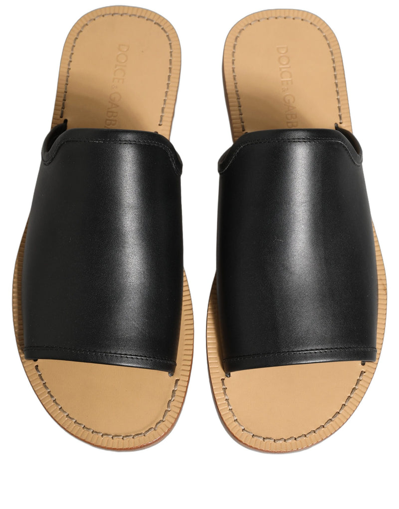 Dolce & Gabbana Slides Sandals for Men - Black Leather