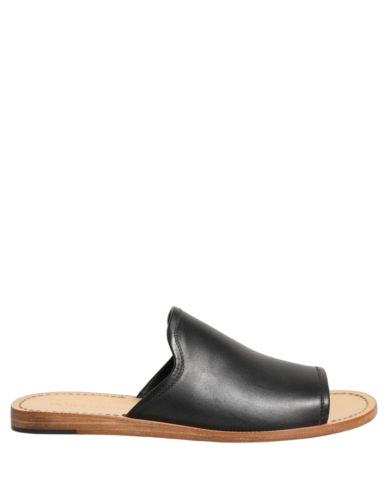 Dolce & Gabbana Slides Sandals for Men - Black Leather