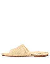Dolce & Gabbana Beige Straw Raffia Slides Sandals for Men