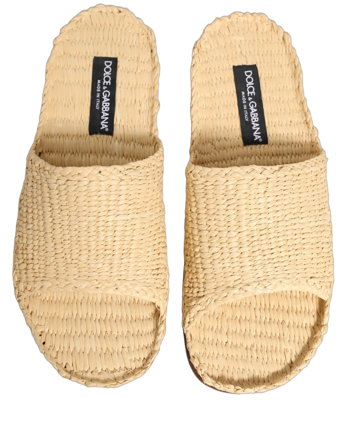 Dolce & Gabbana Beige Straw Raffia Slides Sandals for Men