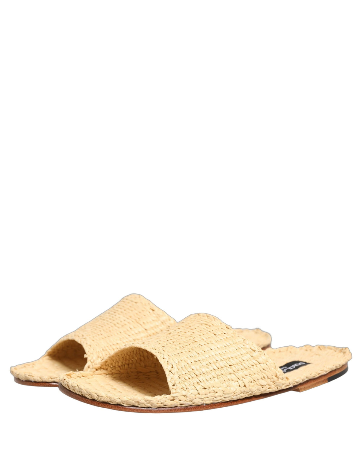 Dolce & Gabbana Beige Straw Raffia Slides Sandals for Men