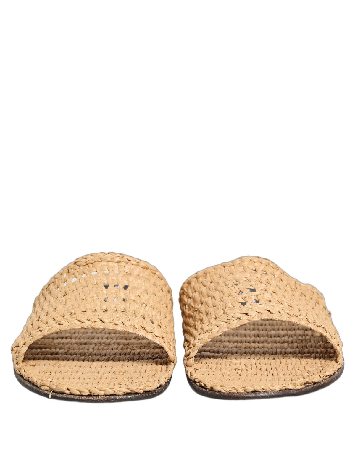 Dolce & Gabbana Beige Straw Raffia Slides Sandals for Men