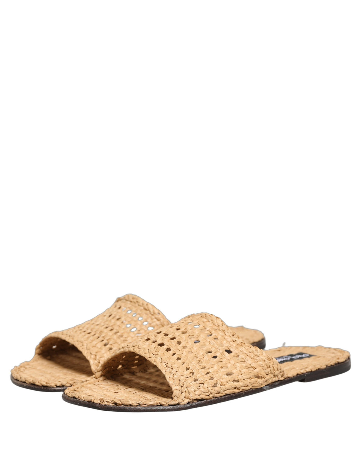 Dolce & Gabbana Beige Straw Raffia Slides Sandals for Men