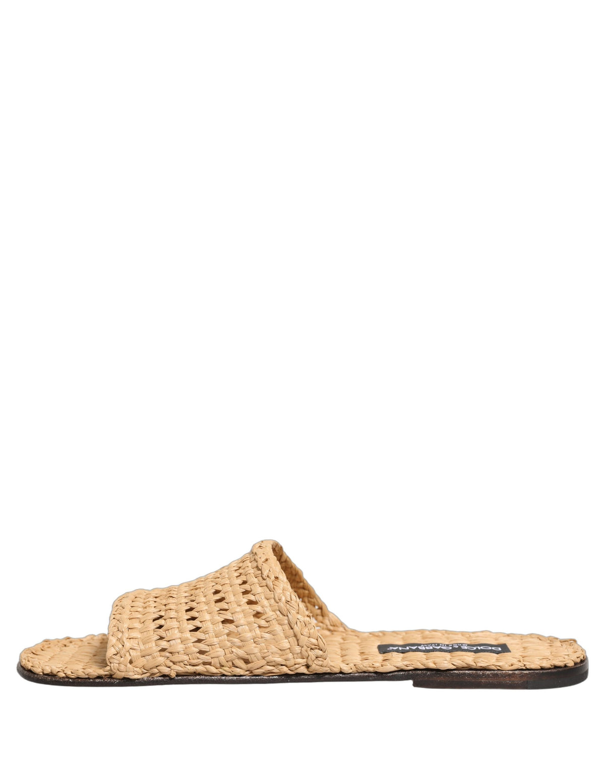 Dolce & Gabbana Beige Straw Raffia Slides Sandals for Men