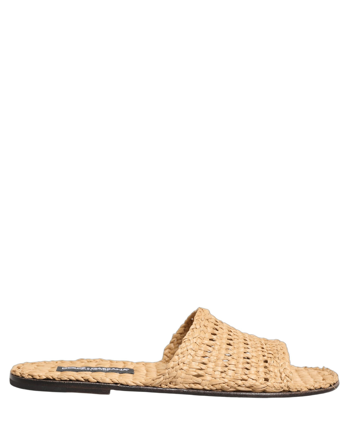 Dolce & Gabbana Beige Straw Raffia Slides Sandals for Men