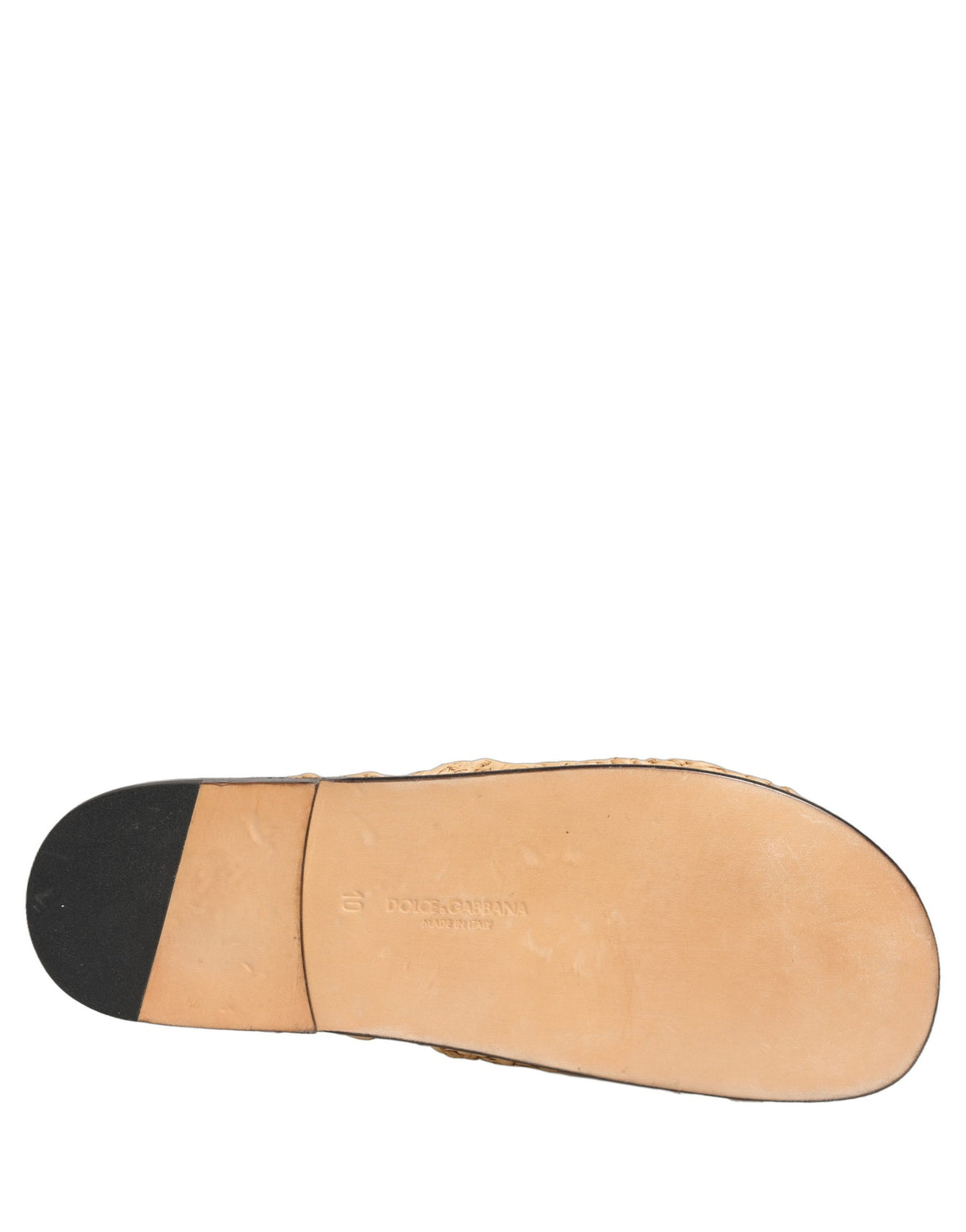 Dolce & Gabbana Beige Straw Raffia Slides Sandals for Men