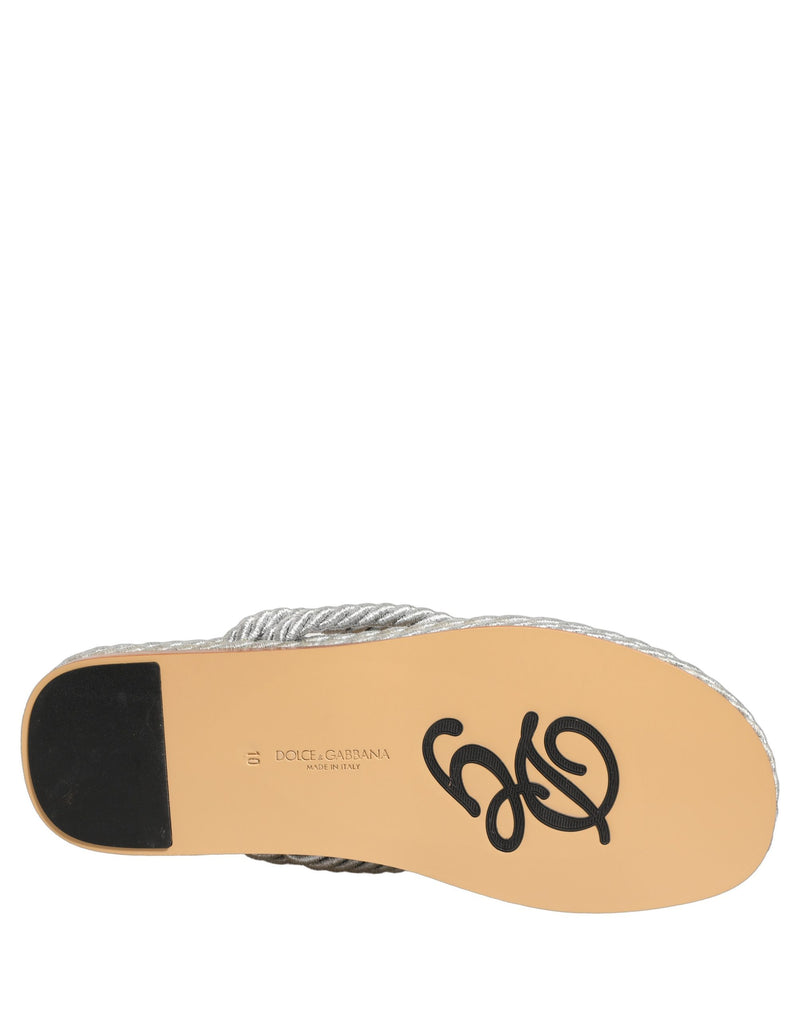 Dolce & Gabbana Silver Rope Slides Sandals for Men