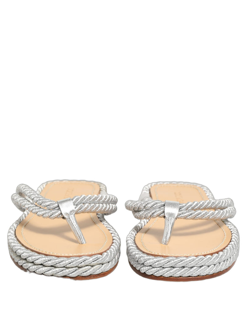 Dolce & Gabbana Silver Rope Slides Sandals for Men