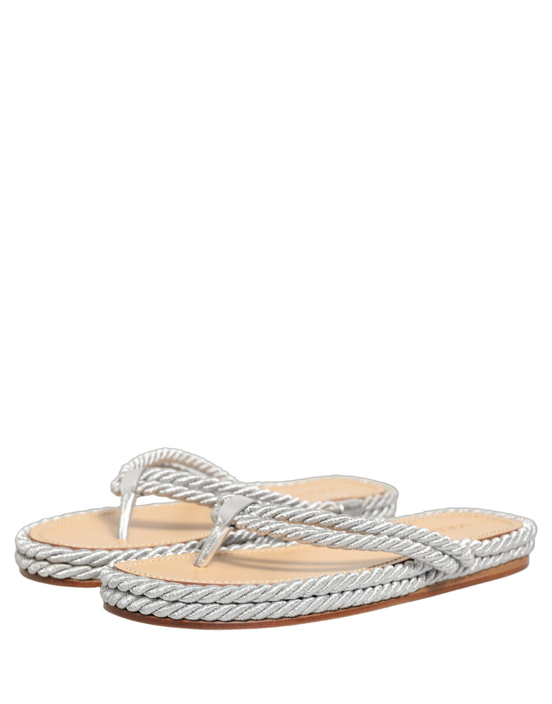 Dolce & Gabbana Silver Rope Slides Sandals for Men