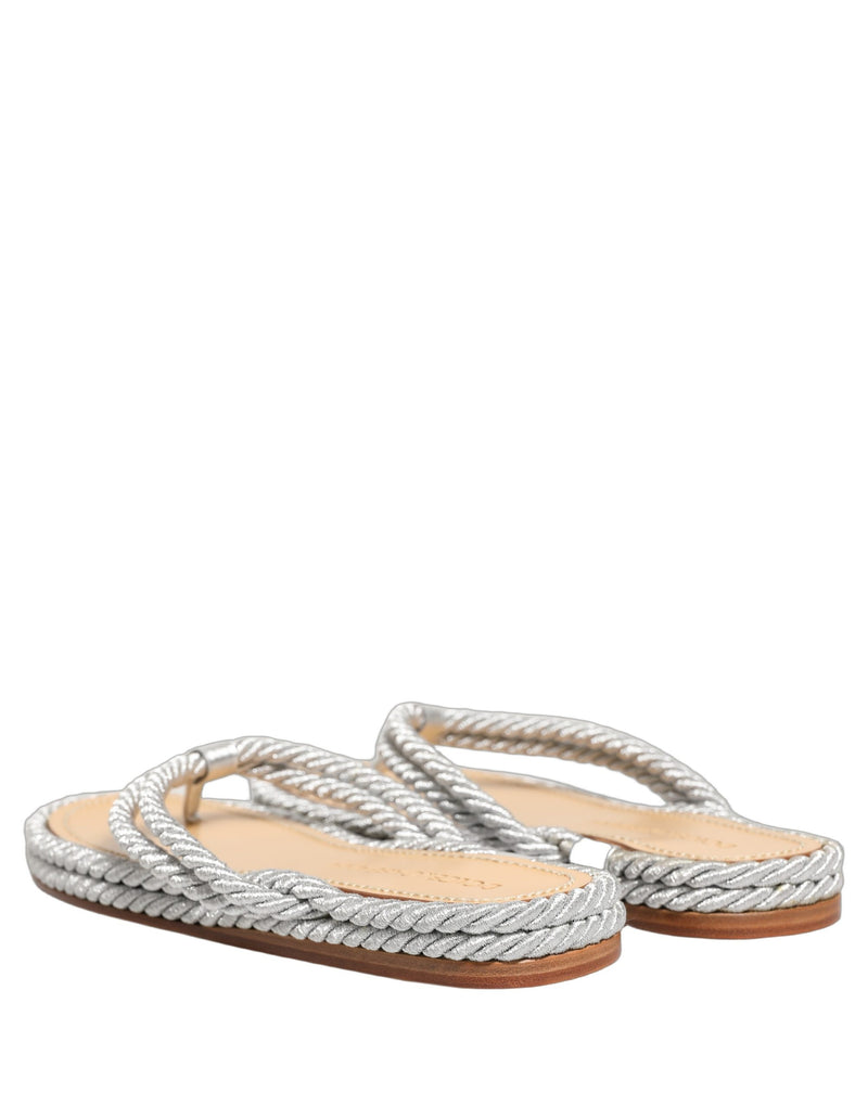 Dolce & Gabbana Silver Rope Slides Sandals for Men