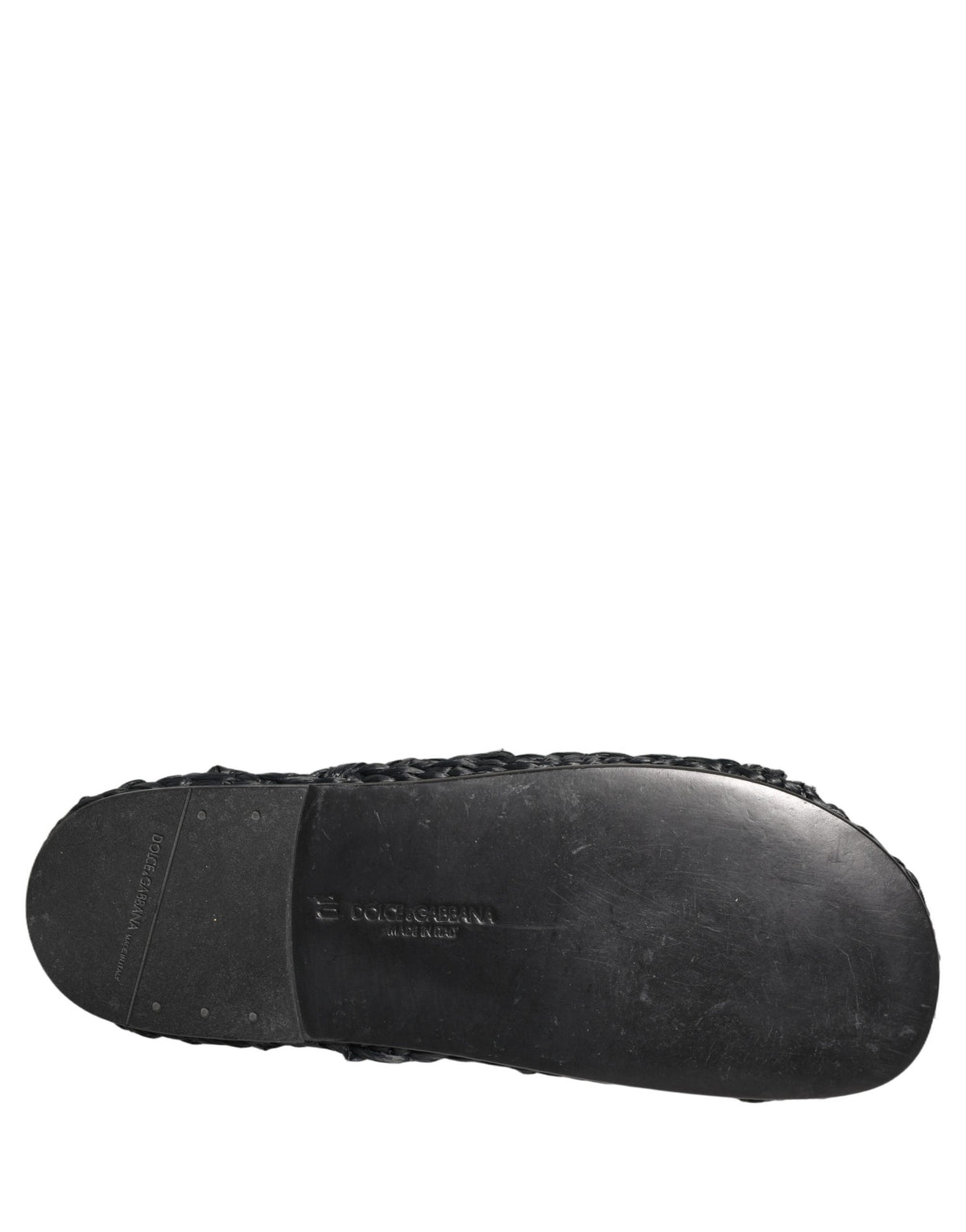 Dolce & Gabbana Black Straw Raffia Slides Sandals for Men